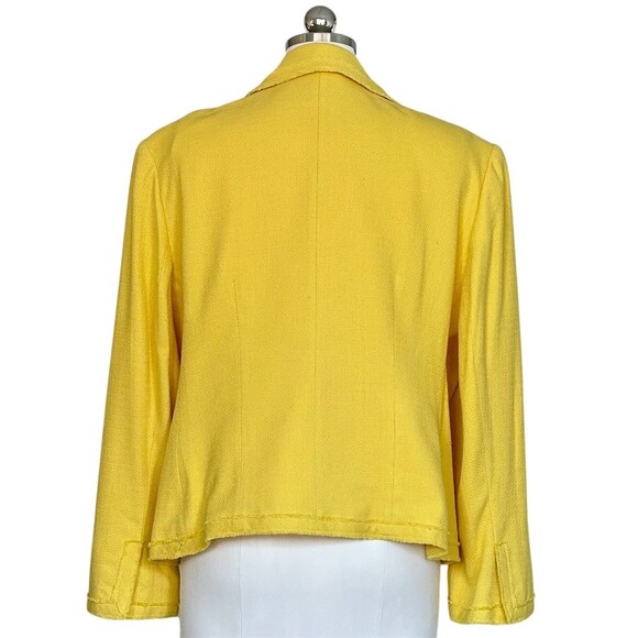 Nygard Collection Blazer Womens  Yellow Textured Slub Rosette Pin Lined - Picture 9 of 10